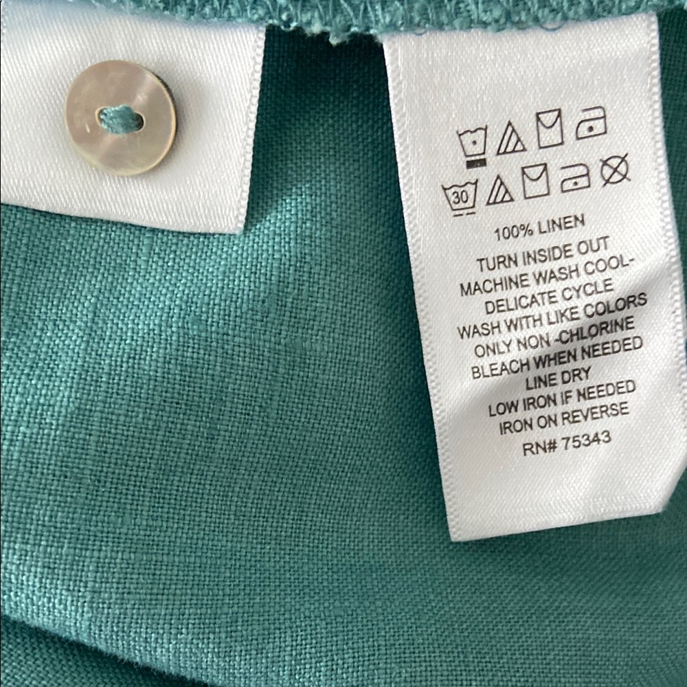 Teal Linen Sleeveless Halter Dress - Picture 4 of 4